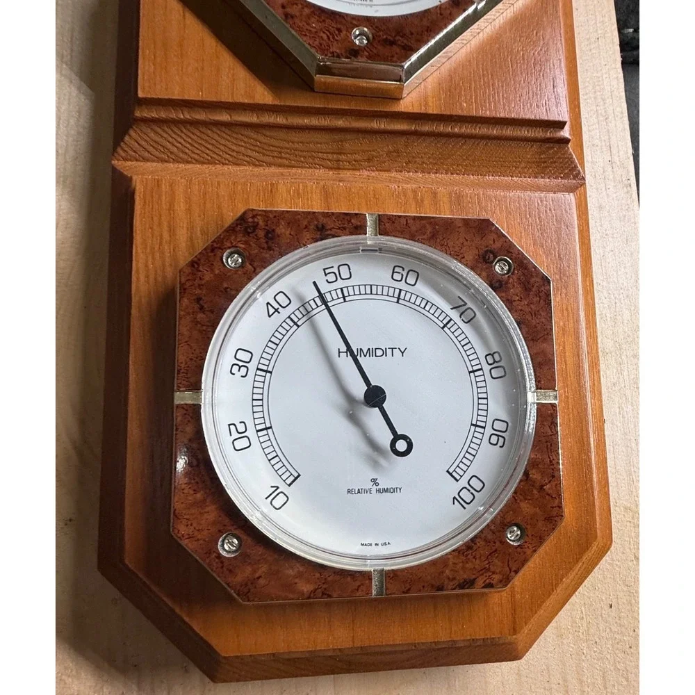 Sunbeam Weather Station Wood Wall Plaque Thermometer Barometer Hygrometer USA